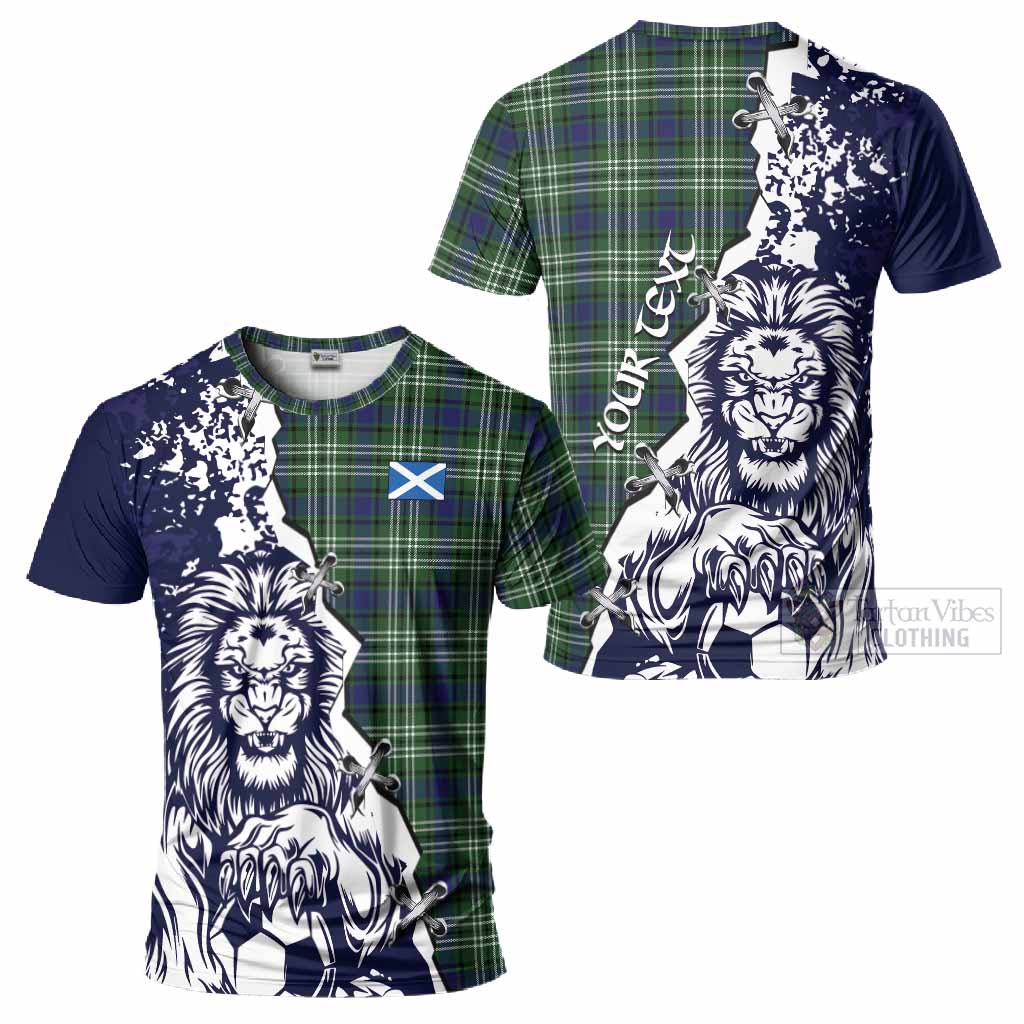 Learmonth Tartan Scottish T-Shirt Angry Lion With Soccer Ball Style