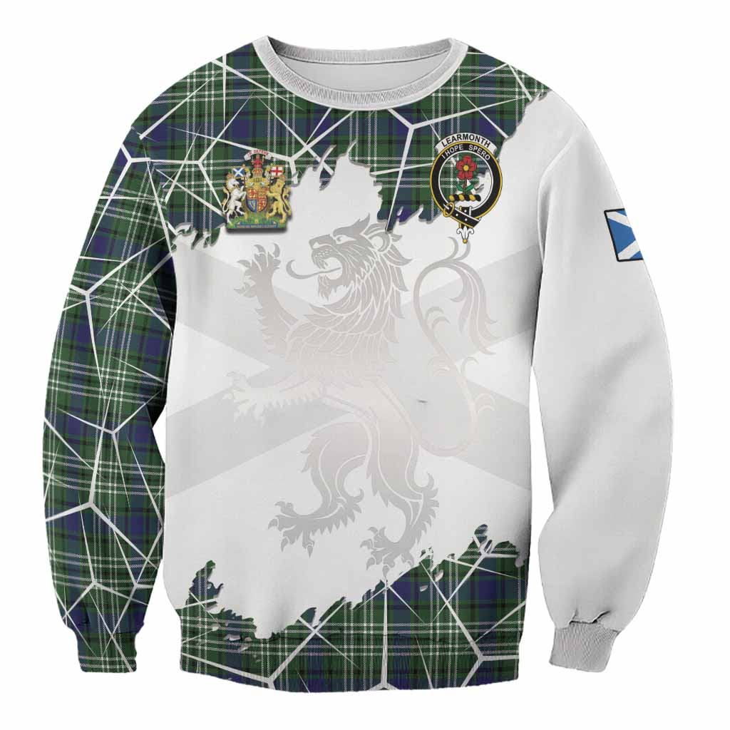 Learmonth Tartan Sweatshirt with Family Crest and Lion Rampant Grunge Style