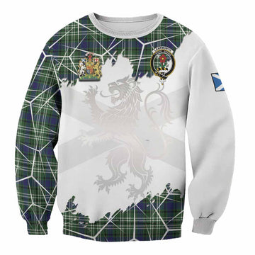 Learmonth Tartan Sweatshirt with Family Crest and Lion Rampant Grunge Style