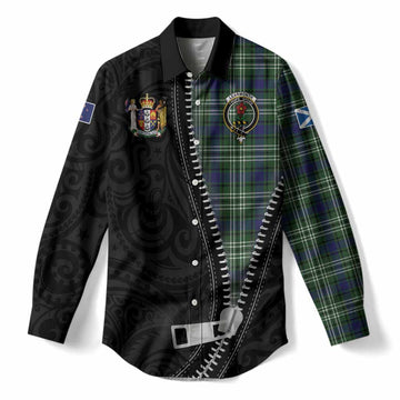 Learmonth Tartan Women Casual Shirt New Zealand Pattern Unique Zipper Stylized