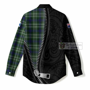 Learmonth Tartan Women Casual Shirt New Zealand Pattern Unique Zipper Stylized