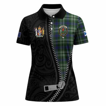 Learmonth Tartan Women Polo Shirt New Zealand Pattern Unique Zipper Stylized