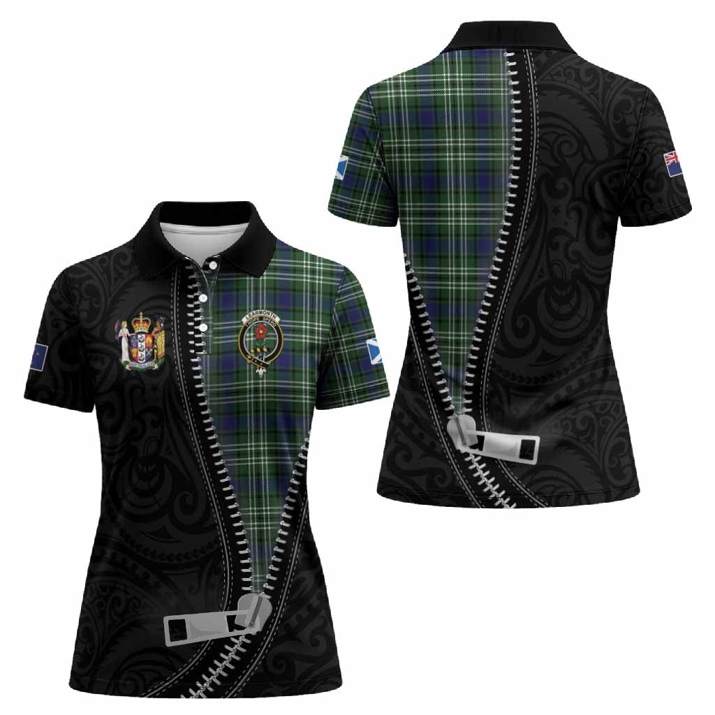 Learmonth Tartan Women Polo Shirt New Zealand Pattern Unique Zipper Stylized