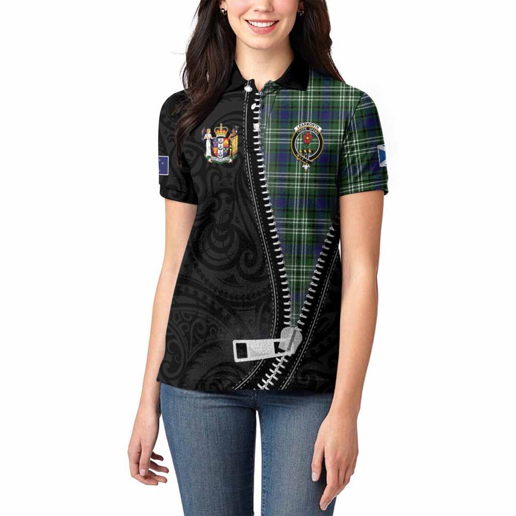 Learmonth Tartan Women Polo Shirt New Zealand Pattern Unique Zipper Stylized