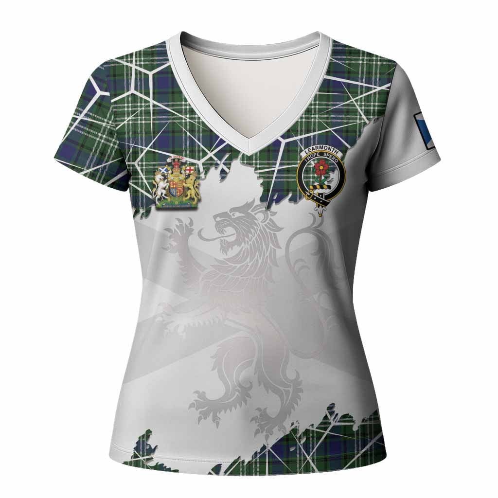 Learmonth Tartan Women T shirt with Family Crest and Lion Rampant Grunge Style