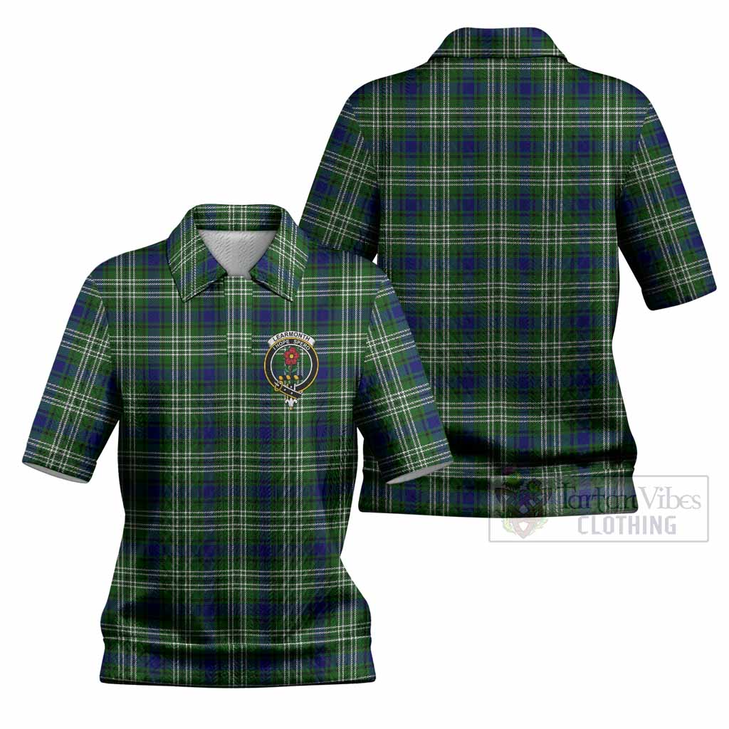 Learmonth Tartan Women’s Polo Sweater Top with Family Crest