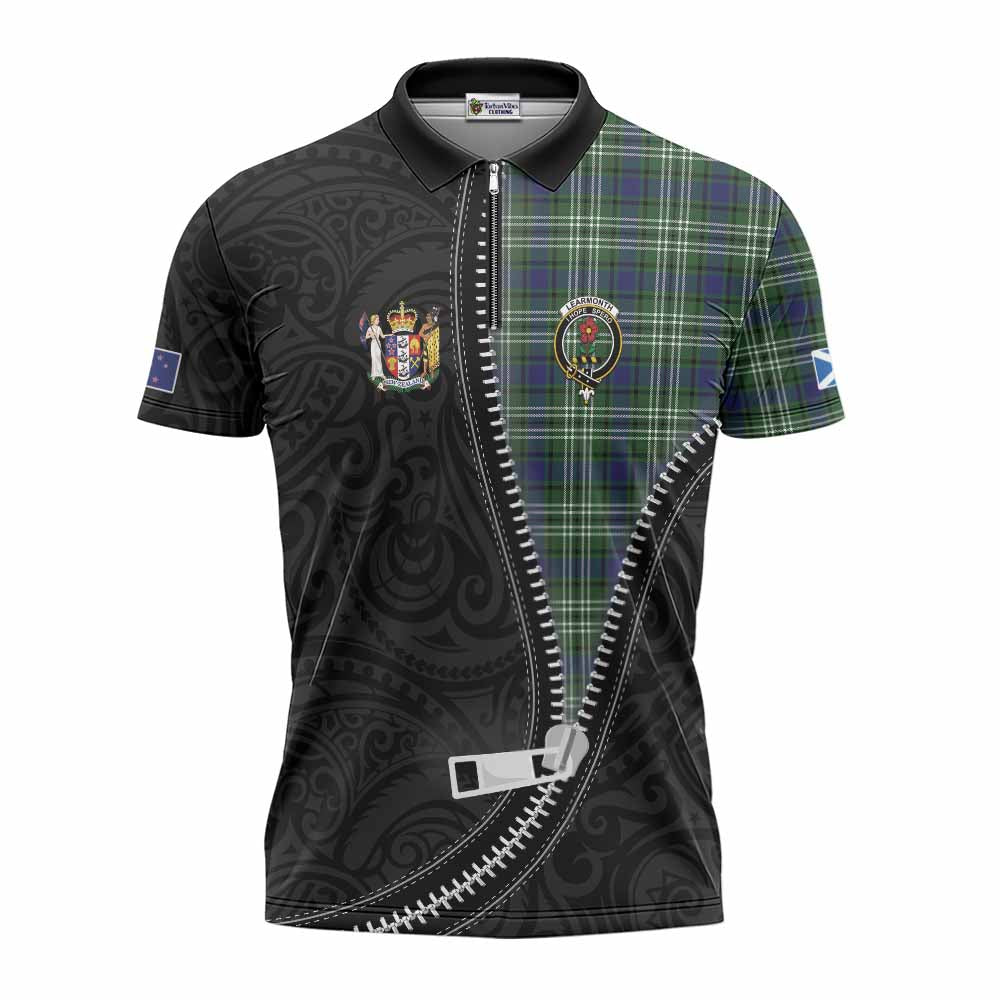 Learmonth Tartan Zipper Polo Shirt New Zealand Pattern Unique Zipper Stylized