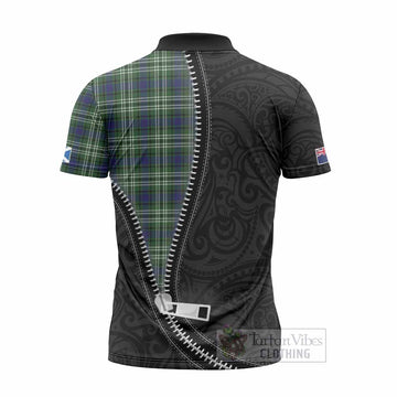 Learmonth Tartan Zipper Polo Shirt New Zealand Pattern Unique Zipper Stylized
