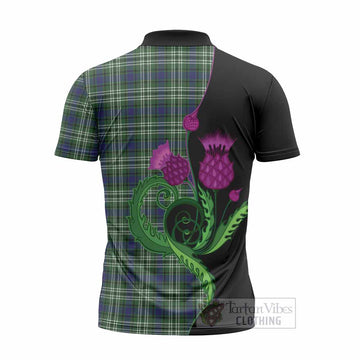 Learmonth Tartan Zipper Polo Shirt Traditional Scottish Thistle
