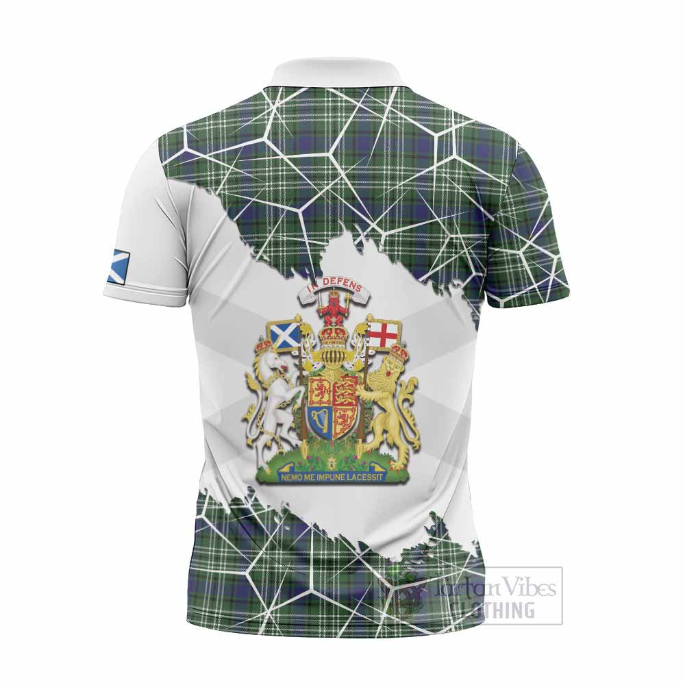 Learmonth Tartan Zipper Polo Shirt with Family Crest and Lion Rampant Grunge Style