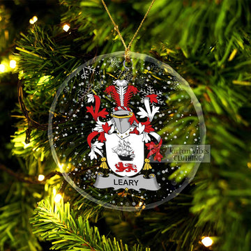 Tartan Vibes Clothing Leary Irish Clan Christmas Glass Ornament with Coat of Arms