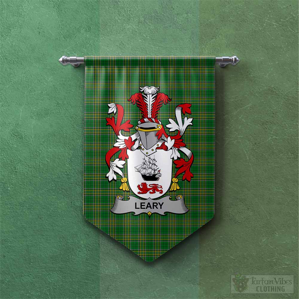 Leary Irish Clan Tartan Gonfalon, Tartan Banner with Coat of Arms Chevron - Tartan Vibes Clothing