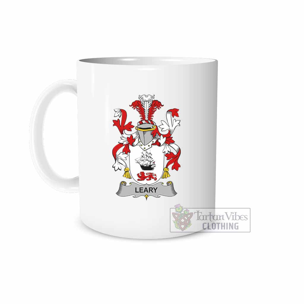 Leary Irish Clan Coat of Arms Ceramic Mug White - 2D-tartanvibesclothing