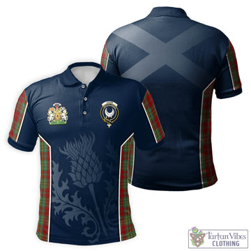 Leask Tartan Men's Polo Shirt with Family Crest and Scottish Thistle Vibes Sport Style