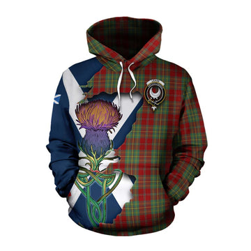 Leask Tartan Family Crest Cotton Hoodie Scottish Thistle Celtic Inspired
