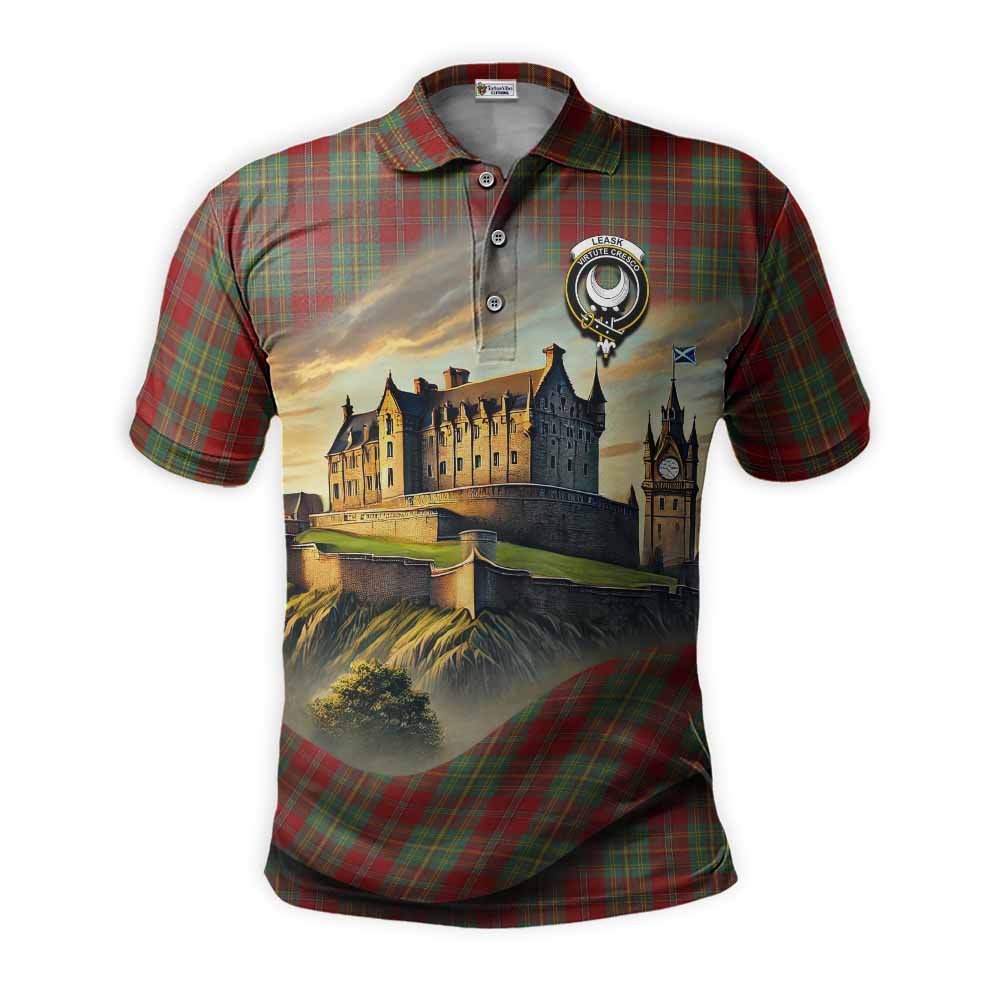 Tartan Vibes Clothing Leask Tartan Family Crest Polo Shirt with Scottish Ancient Castle Stype