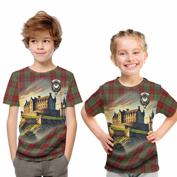 Tartan Vibes Clothing Leask Tartan Family Crest Kid T-Shirt with Scottish Ancient Castle Style