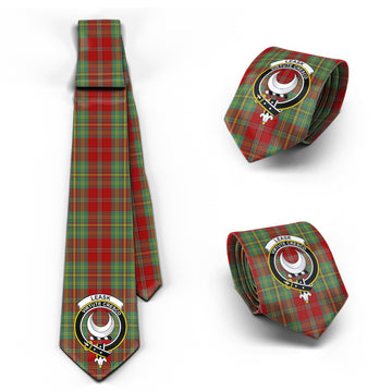 Leask Tartan Classic Necktie with Family Crest
