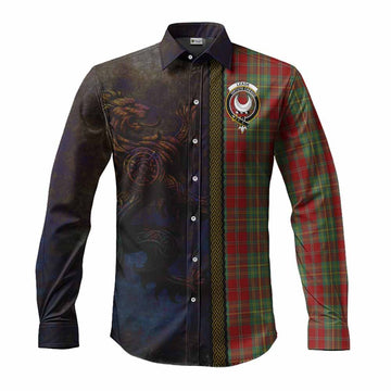 Leask Tartan Family Crest Long Sleeve Button Shirt Alba Gu Brath Be Brave Lion Ancient Style