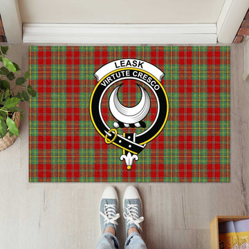 Leask Tartan Rubber Doormat with Family Crest