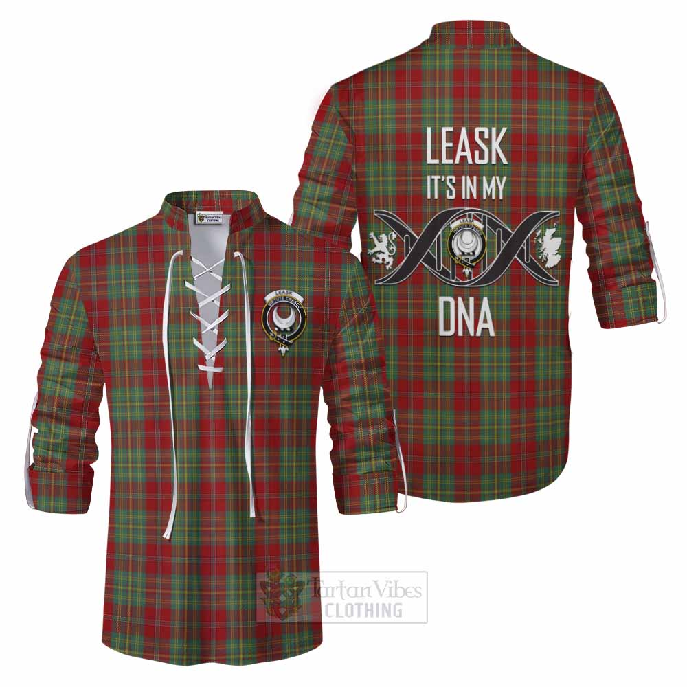 Tartan Vibes Clothing Leask Tartan Ghillie Kilt Shirt with Family Crest DNA In Me Style