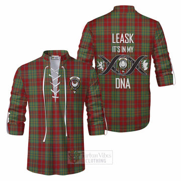 Tartan Vibes Clothing Leask Tartan Ghillie Kilt Shirt with Family Crest DNA In Me Style