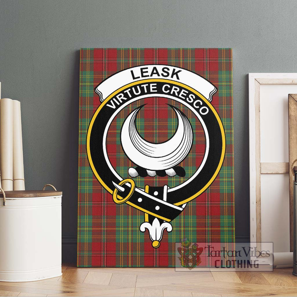 Leask Tartan Canvas Print Wall Art with Family Crest Without Frame - Tartan Vibes Clothing