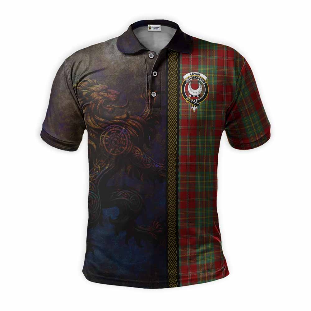 Tartan Vibes Clothing Leask Tartan Family Crest Polo Shirt Alba Gu Brath Be Brave Lion Ancient Style