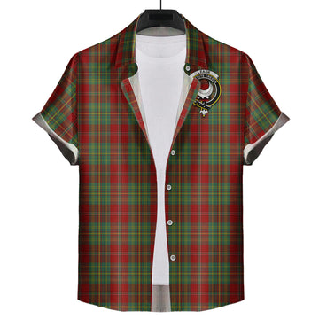 Leask Tartan Short Sleeve Button Down Shirt with Family Crest