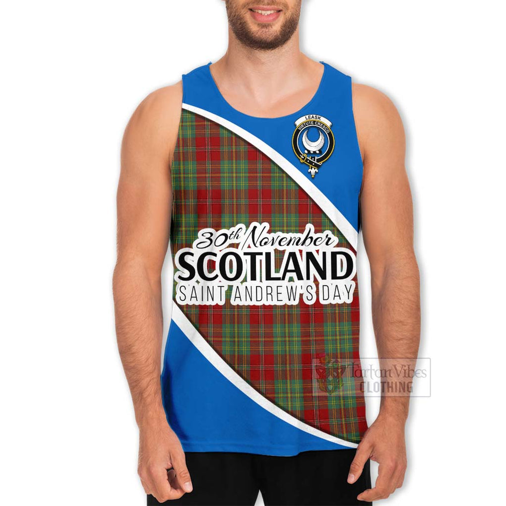 Tartan Vibes Clothing Leask Family Crest Tartan Men's Tank Top Celebrate Saint Andrew's Day in Style