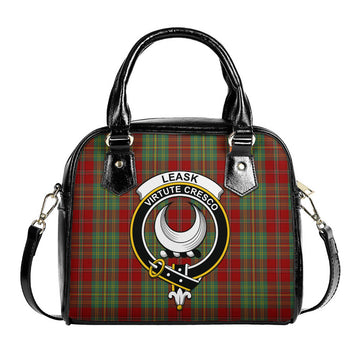Leask Tartan Shoulder Handbags with Family Crest