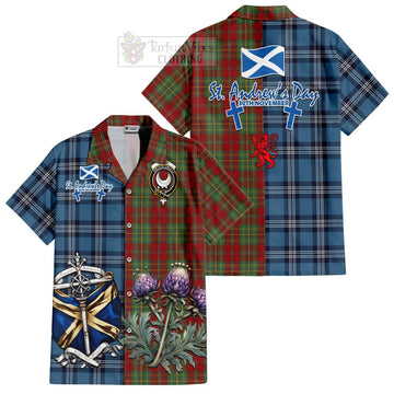 Leask Tartan Hawaiian Shirt Happy St. Andrew's Day Half Tartan Style