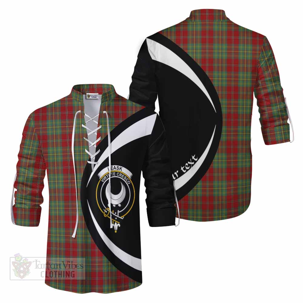 Tartan Vibes Clothing Leask Tartan Ghillie Kilt Shirt with Family Crest Circle Style