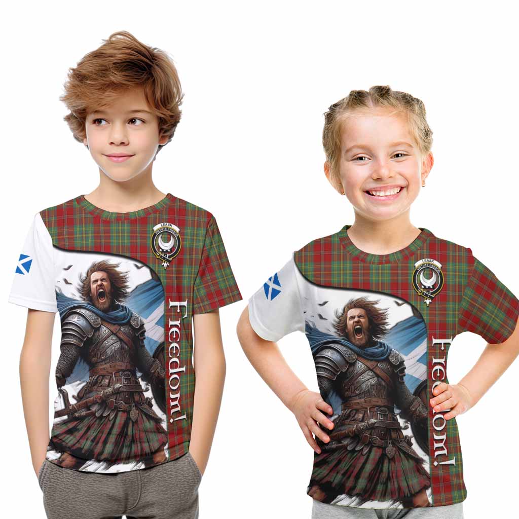 Tartan Vibes Clothing Leask Crest Tartan Kid T-Shirt Inspired by the Freedom of Scottish Warrior