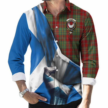 Leask Tartan Long Sleeve Button Shirt with Family Crest Scotland Patriotic Style
