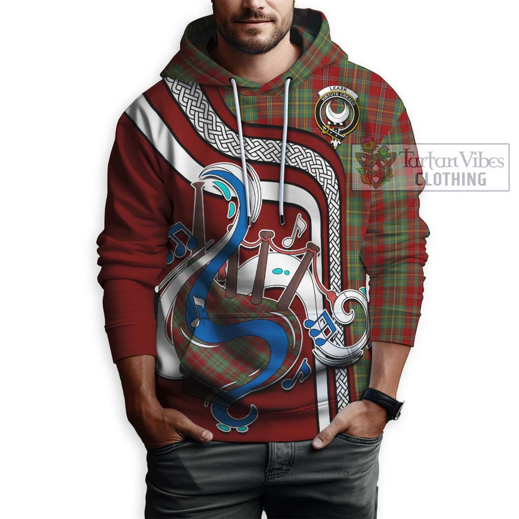 Leask Tartan Hoodie with Epic Bagpipe Style Zip Hoodie - Tartanvibesclothing Shop