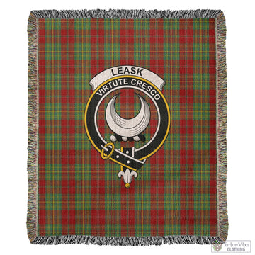Leask Tartan Woven Blanket with Family Crest