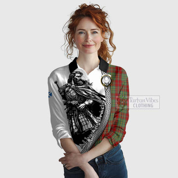 Tartan Vibes Clothing Leask Tartan Clan Crest Women's Casual Shirt with Highlander Warrior Celtic Style