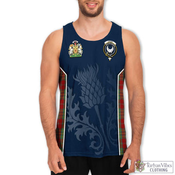 Leask Tartan Men's Tanks Top with Family Crest and Scottish Thistle Vibes Sport Style