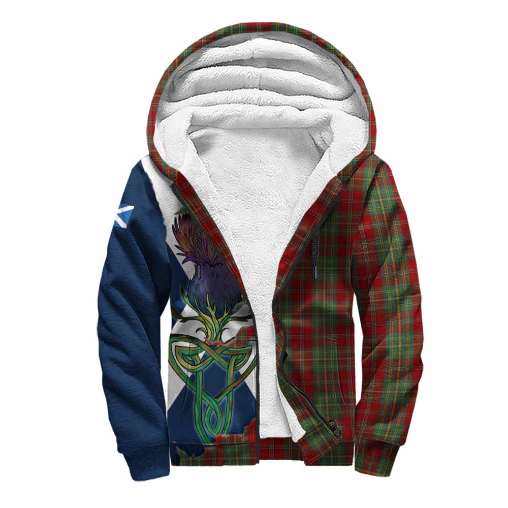 Tartan Vibes Clothing Leask Tartan Family Crest Sherpa Hoodie Scottish Thistle Celtic Inspired