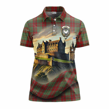 Leask Tartan Family Crest Women's Polo Shirt with Scottish Ancient Castle Style