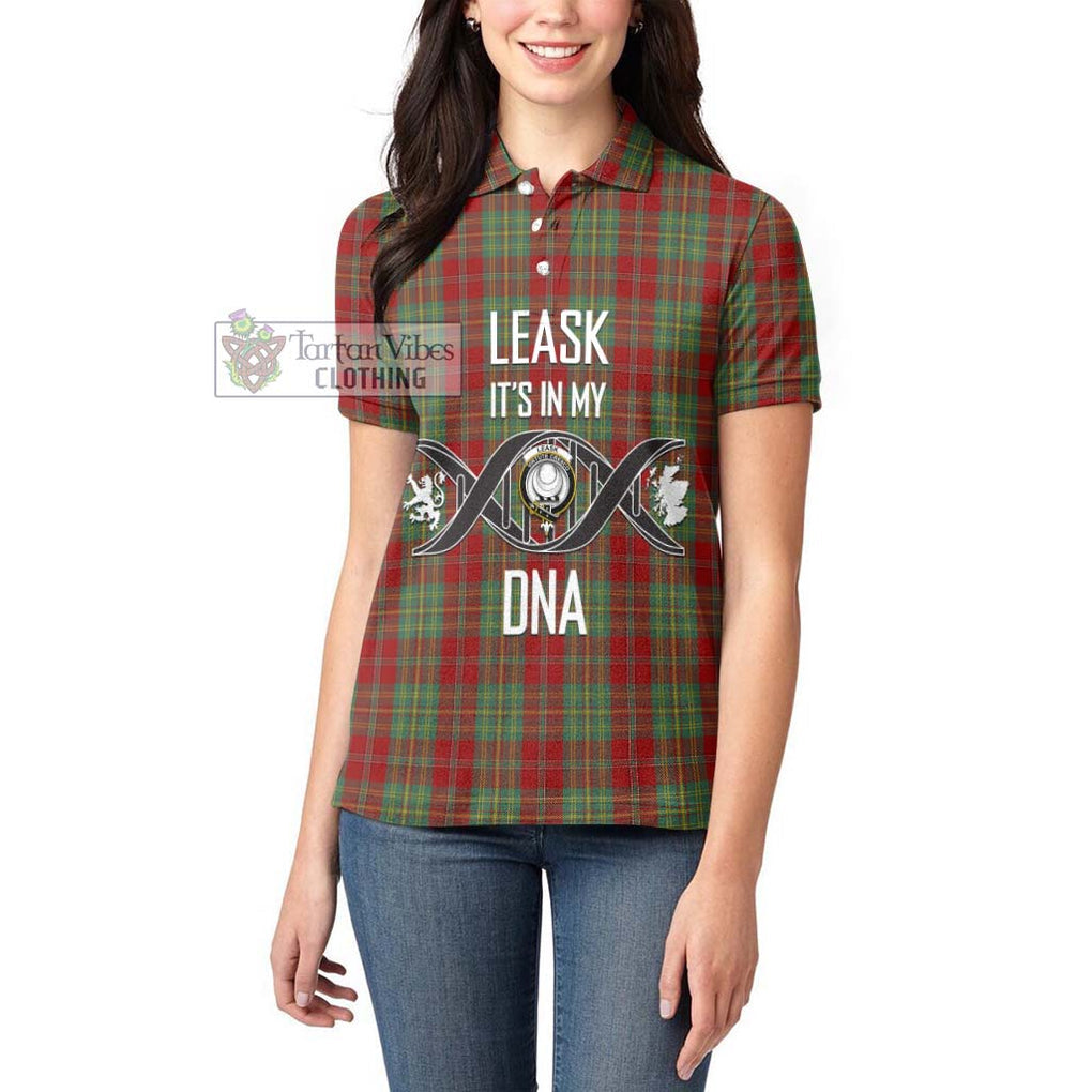 Leask Tartan Women's Polo Shirt with Family Crest DNA In Me Style Women - Tartanvibesclothing Shop