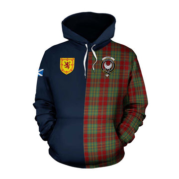 Leask Tartan Cotton Hoodie Alba with Scottish Lion Royal Arm Half Style