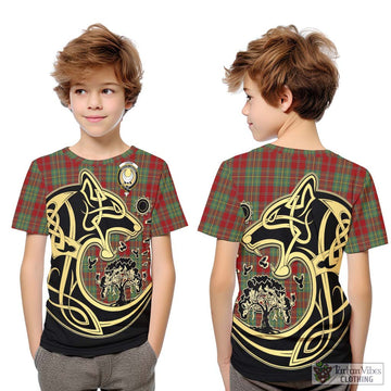 Leask Tartan Kid T-Shirt with Family Crest Celtic Wolf Style Youth XL Size14 - Tartan Vibes Clothing