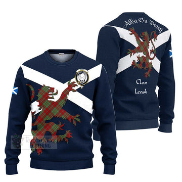 Tartan Vibes Clothing Leask Tartan Lion Rampant Knitted Sweater – Proudly Display Your Heritage with Alba Gu Brath and Clan Name