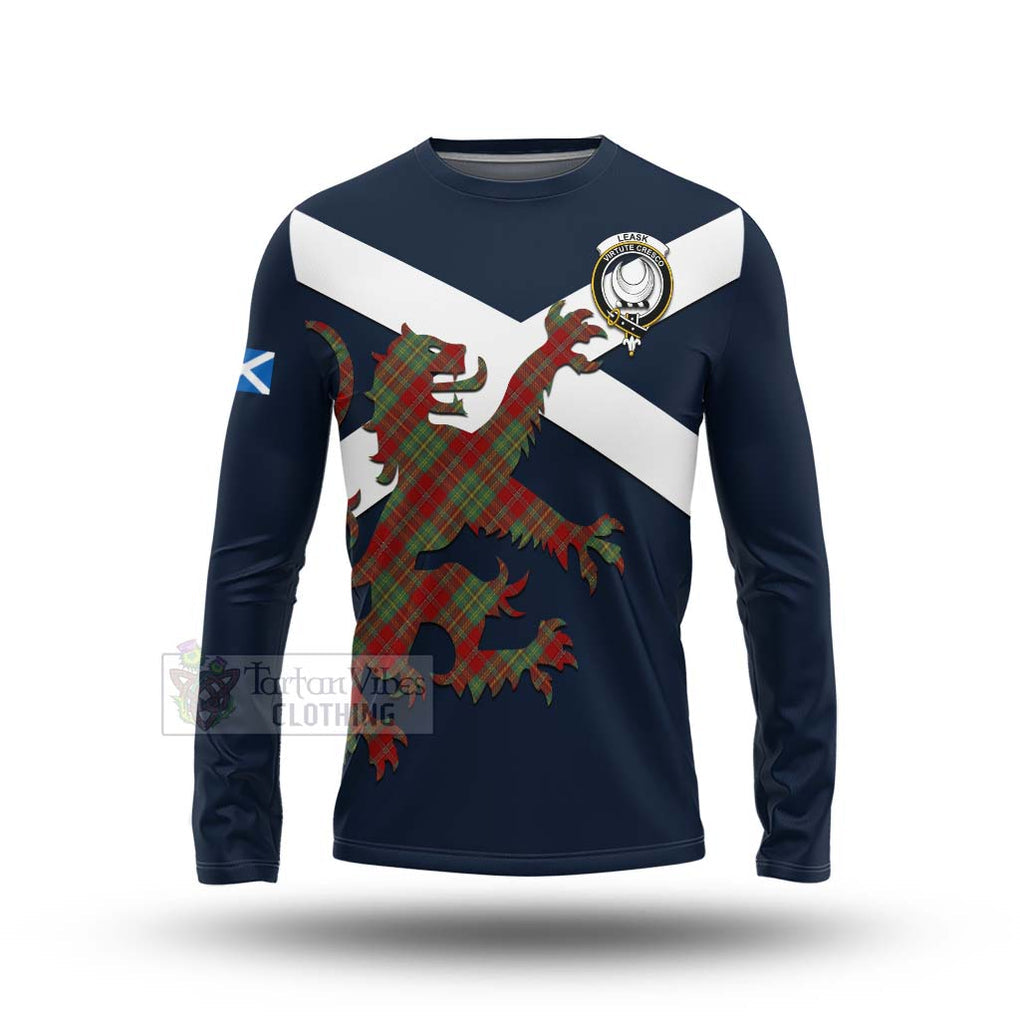 Tartan Vibes Clothing Leask Tartan Lion Rampant Long Sleeve T-Shirt – Proudly Display Your Heritage with Alba Gu Brath and Clan Name