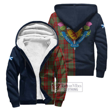 Leask Tartan Sherpa Hoodie Alba with Scottish Lion Royal Arm Half Style