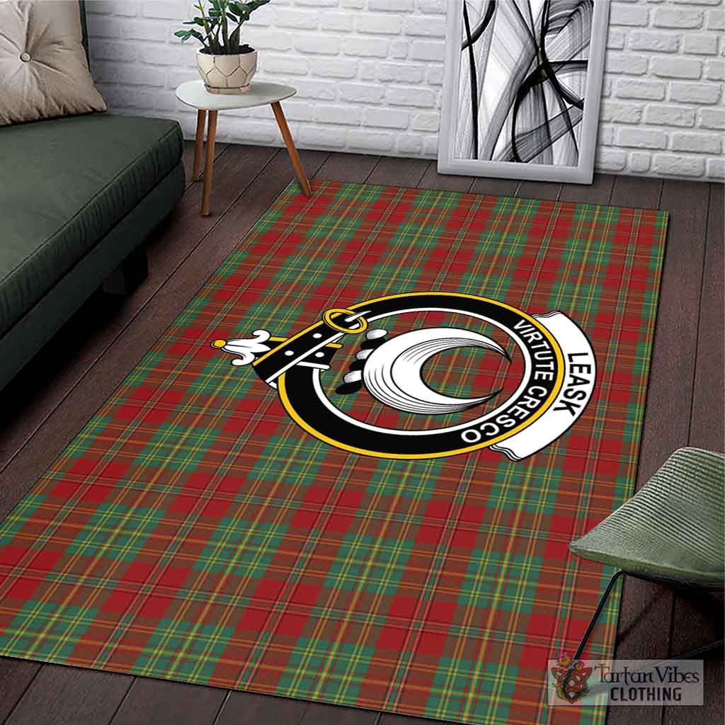 Tartan Vibes Clothing Leask Tartan Area Rug with Family Crest