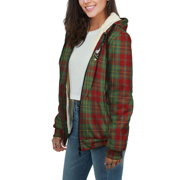 Leask Tartan Sherpa Hoodie with Family Crest