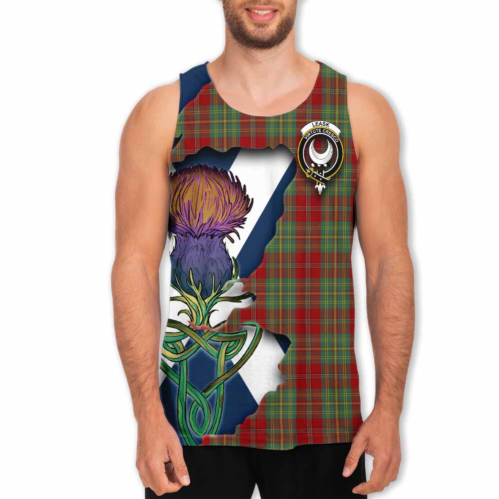 Tartan Vibes Clothing Leask Tartan Family Crest Men's Tank Top Scottish Thistle Celtic Inspired